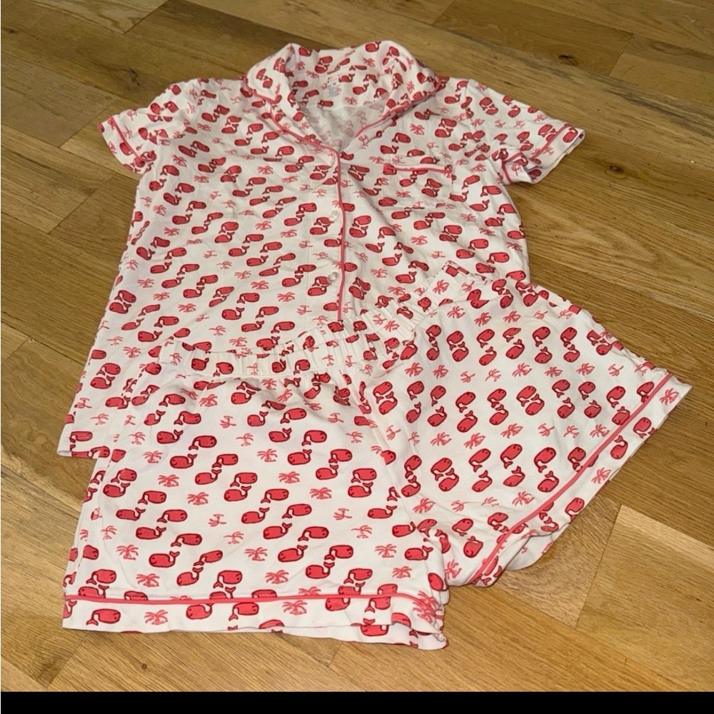 Womans Roller Rabbit pink and White Pajama Set Med